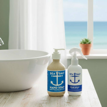 Sea Salt Exfoliating Hand Soap and Sea Salt Uplifting Home & Linen Spray New England Trading Co